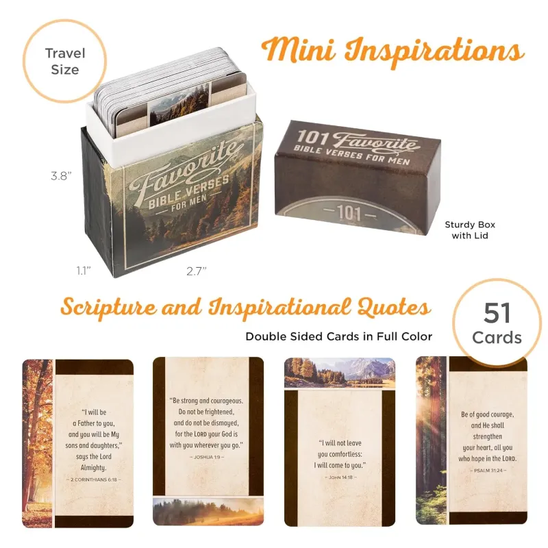 Englisch, Bibelverskarten für Männer - Vintage Berg und Wald - 51 Stück doppelseitig