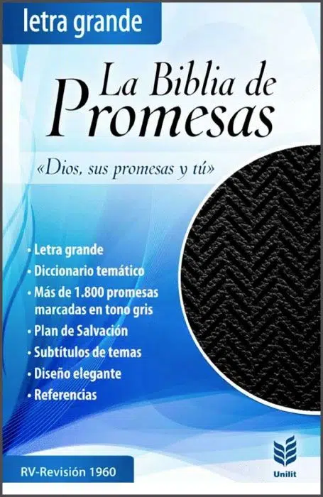 Espagnol, Bible, Reina Valera 1960,Biblia De Promesas, gros caractères, similicuir noir - Letra...