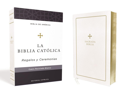 Espagnol,Bible Catholique,Biblia de America, Piel reciclada, Blanco, Comfort Print