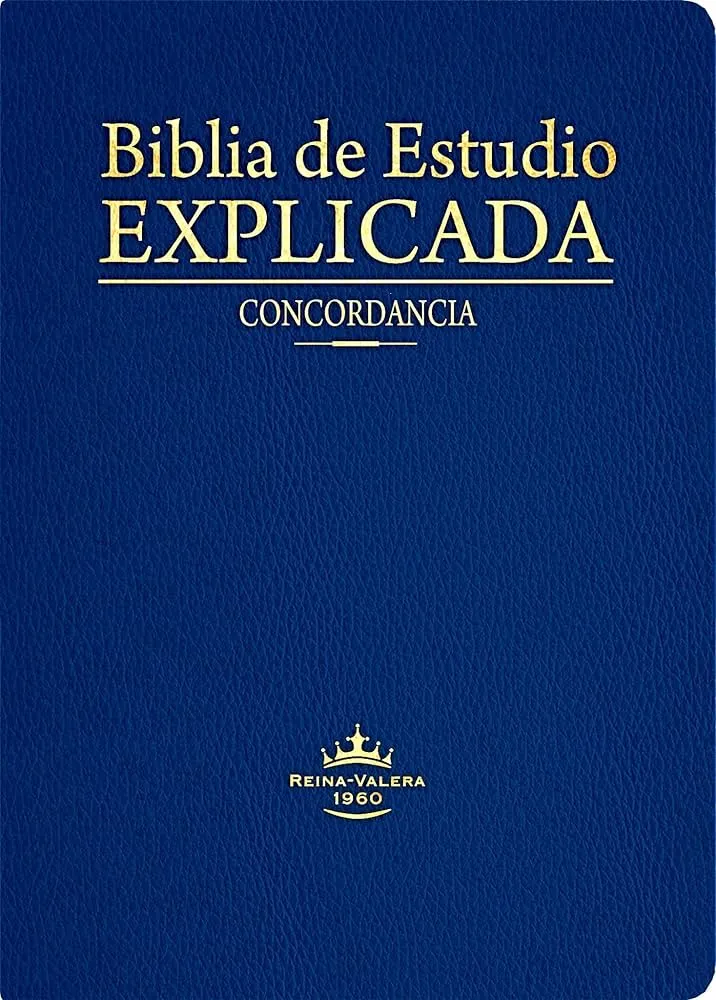 Espagnol, Bible, Reina Valera 1960, Biblia de estudio explicada, similicuir bleu, avec onglets et...
