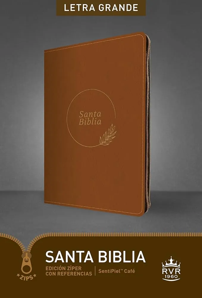 Espagnol, Bible, Reina Valera 1960, gros carcatères, similicuir café, avec onglets et fermeture...