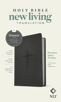 Anglais, Bible, New Living Translation, Filament Edition, similicuir noir, motif croix - NLT...