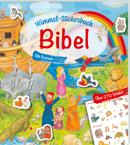 Wimmel-Stickerbuch Bibel - Komm mit in die Welt der Bibel mit Rätseln