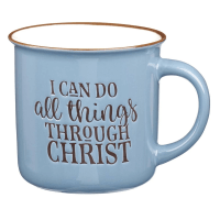 Tasse - I can do all things through Christ - blau, 390ml