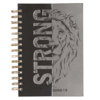 Notizbuch - Strong and courageous / Stark und mutig / Jos 1:9 - mit Spiralbindung, schwarz, grau,...