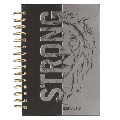 Notizbuch - Strong and courageous / Stark und mutig / Jos 1:9 - mit Spiralbindung, schwarz, grau,...