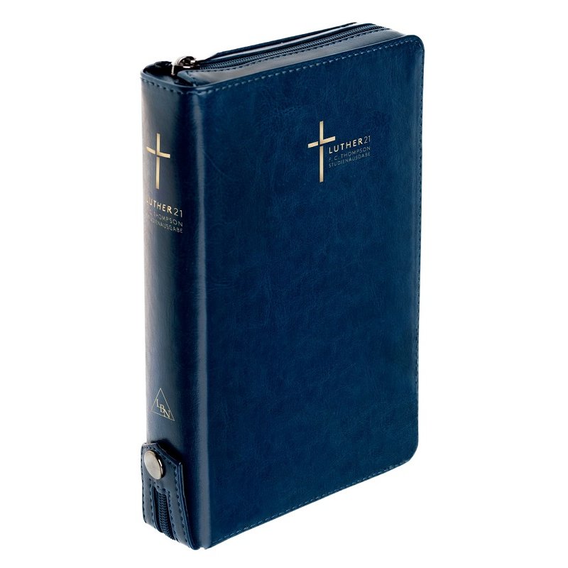 Luther 21 - F.C. Thompson Studienbibel - Cromwell-Leder blau, Reissverschlussm Griffregister,...