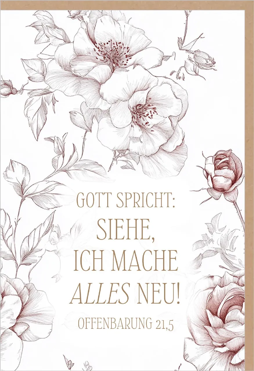 Faltkarte Jahreslosung Rosen - Offenbarung 21,5