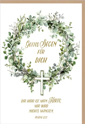 Faltkarte Einsegnung & biblischer Unterricht Gottes Segen Eukalyptus - Psalm 23.1