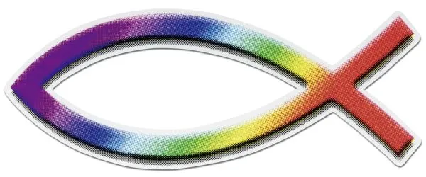Aufkleber Ichthus Regenbogen - 9cm