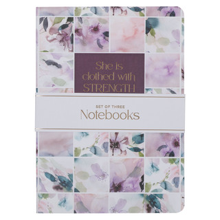 Strength and Dignity Purple Floral Notebook Set - 3-er Set