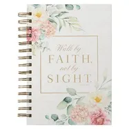 Walk by Faith White Floral Wirebound Journal