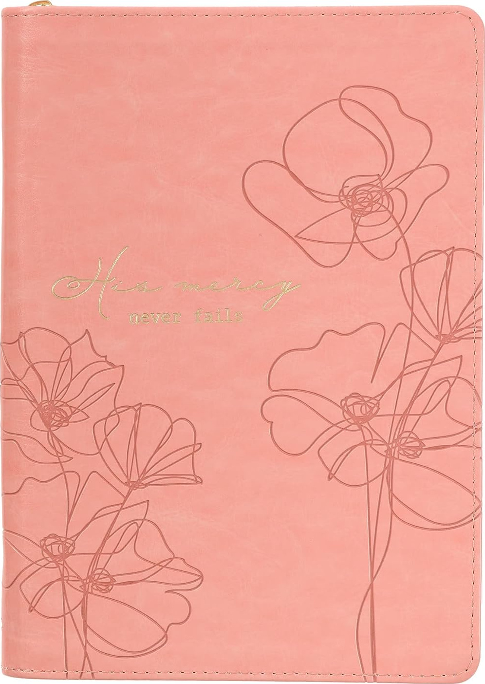 Mercy Blossom Pink Faux Leather Journal with Zipper Closure