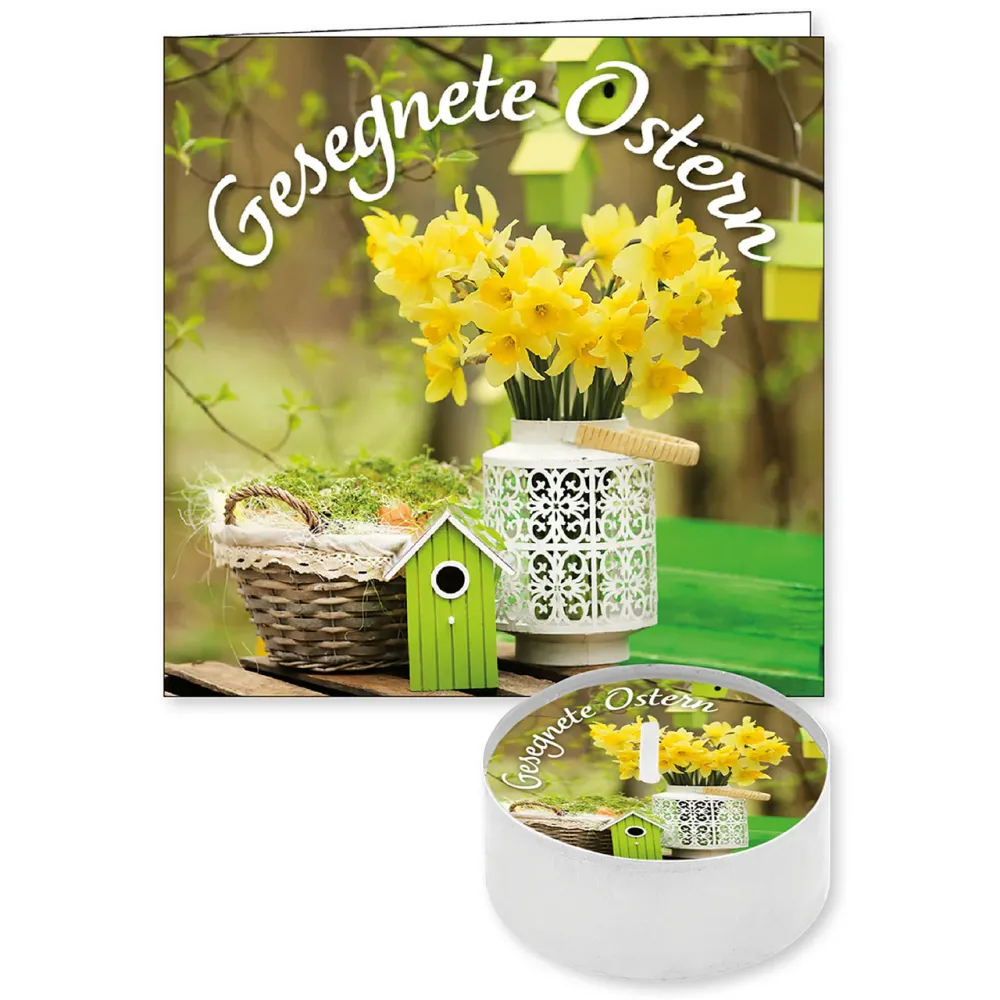Gesegnete Ostern - Lichtgruß - mit passender Faltkarte (9 x 9 cm)