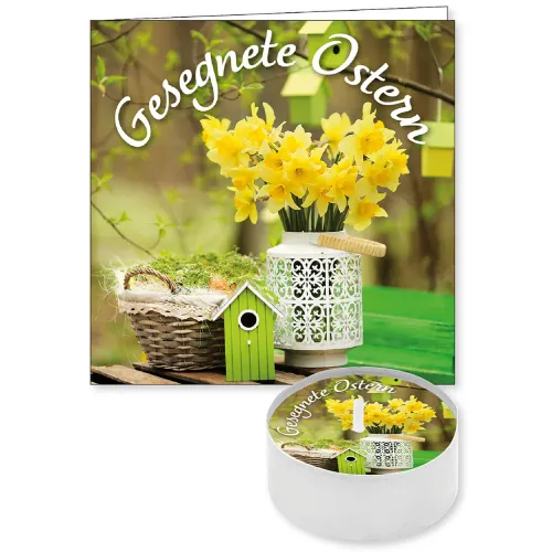 Gesegnete Ostern - Lichtgruß - mit passender Faltkarte (9 x 9 cm)