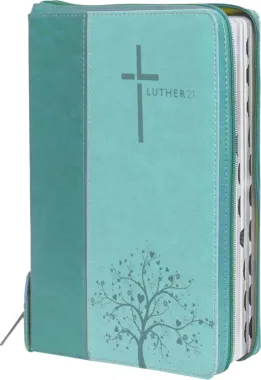 Luther 21 grün/helltürkis - Griffregister, Reissverschluss, Silberschnitt