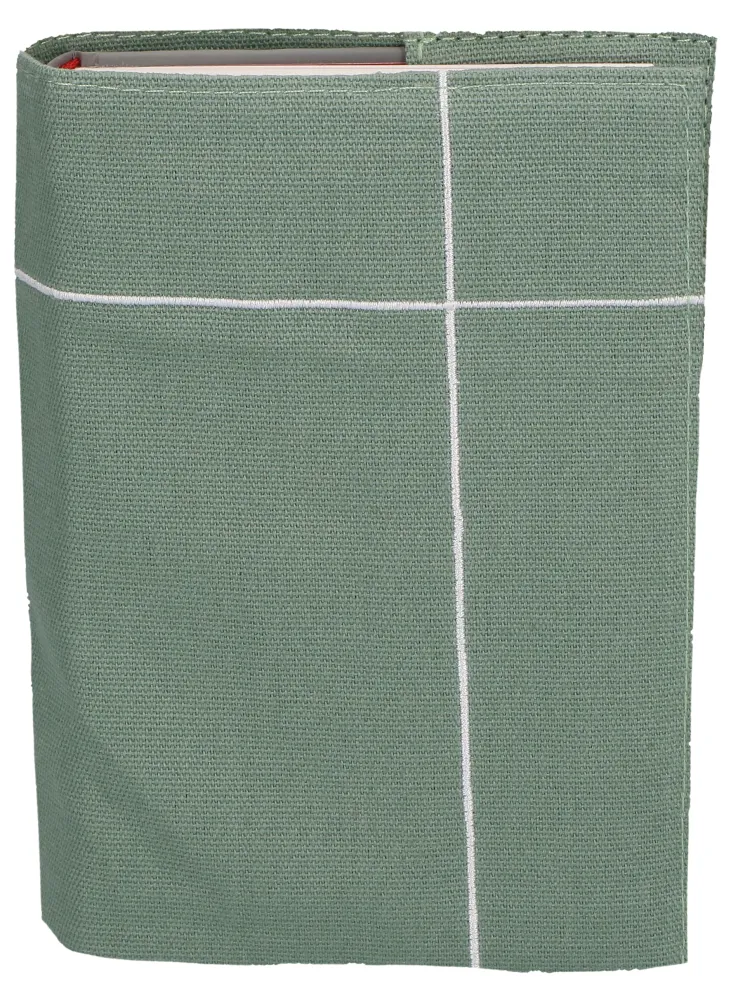 Buchhülle petrol - Mit aufgesticktem Kreuzmotiv