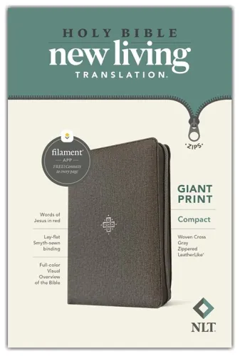 Englisch: NLT Compact Giant Print Zipper Bible, Filament Enabled (Leatherlike, Woven Cross Gray,...