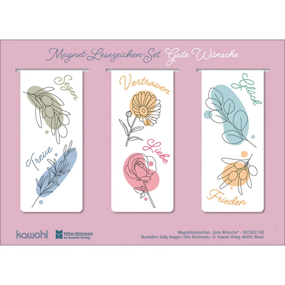 Gute Wünsche - Magnet-Lesezeichen-Set (3 Lesezeichen) - Magnetische Merkhelfer - hübsche Lesezeichen