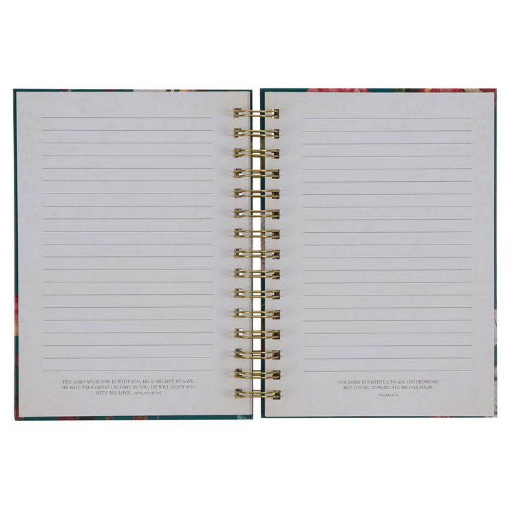 Notizbuch - All things / Alle Dinge / Mt 19:26 - mit Spiralbindung, blaugrün, Blumenmotif