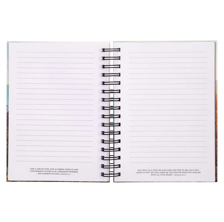 Notizbuch - Be strong and courageous / Sei stark und mutig / Jos 1:9 - mit Spiralbindung, Bergmotif