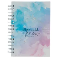 Notizbuch - Be still / Sei ruhig / Ps 46:10 - mit Spiralbindung, pastell Aquarell