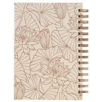 Notizbuch - Give thanks / Gib Dank / Ps 106:1 - mit Spiralbindung, beige, Blumenmotif