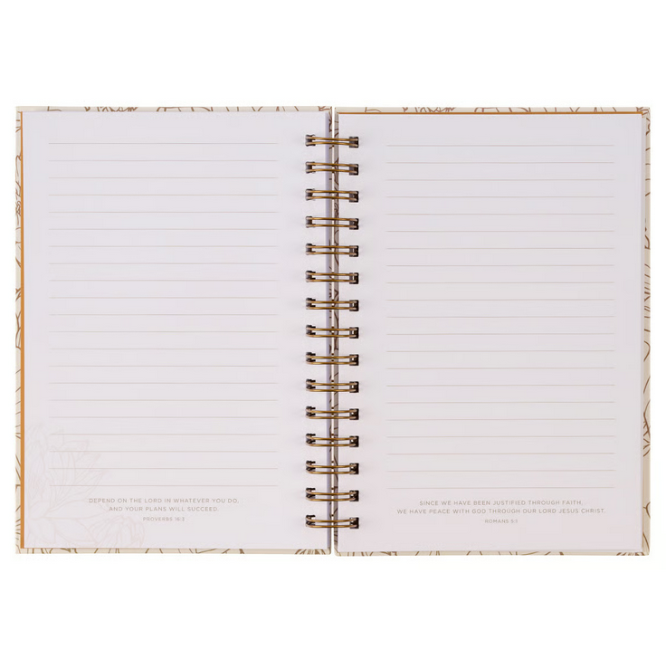 Notizbuch - Give thanks / Gib Dank / Ps 106:1 - mit Spiralbindung, beige, Blumenmotif