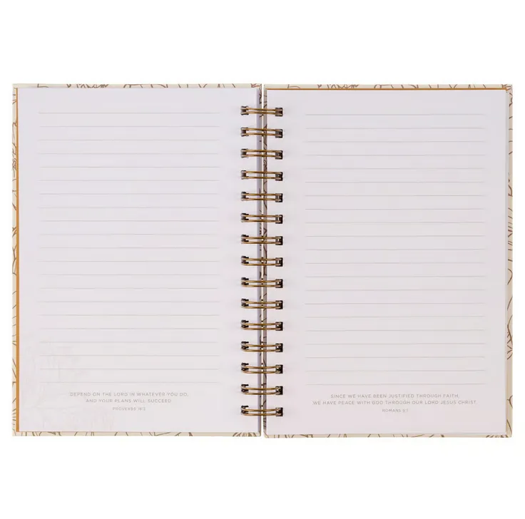 Notizbuch - Give thanks / Gib Dank / Ps 106:1 - mit Spiralbindung, beige, Blumenmotif