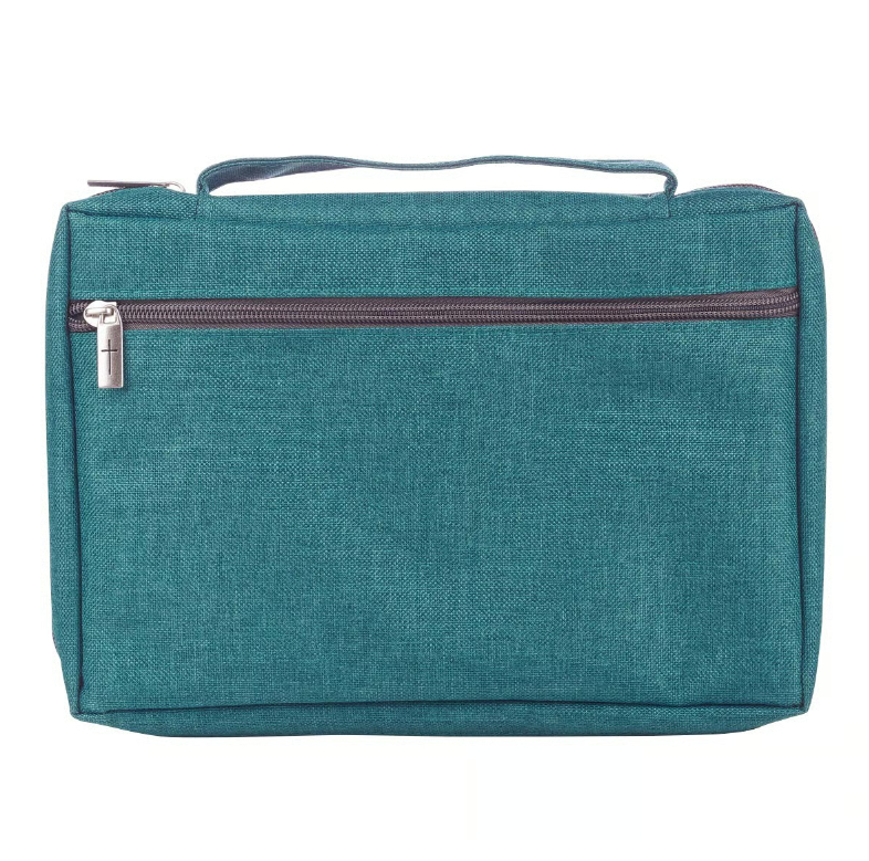 Bibelhülle Ichtus S - grün, mit Reissverschluss, Seitentasche und Tragehenkel