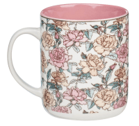 Tasse - The Lord is my strength - rosa, Blumenmotif, 414ml