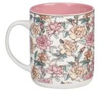 Tasse - The Lord is my strength - rosa, Blumenmotif, 414ml