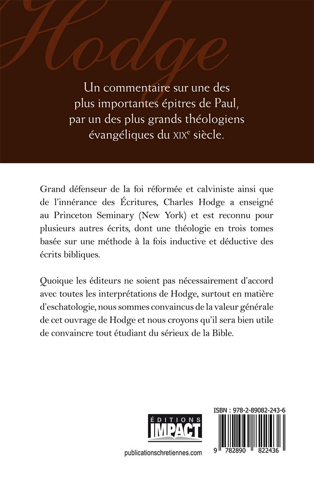 Romains - Volume 2 (ch.6-16) Hodge, nouvelle édition