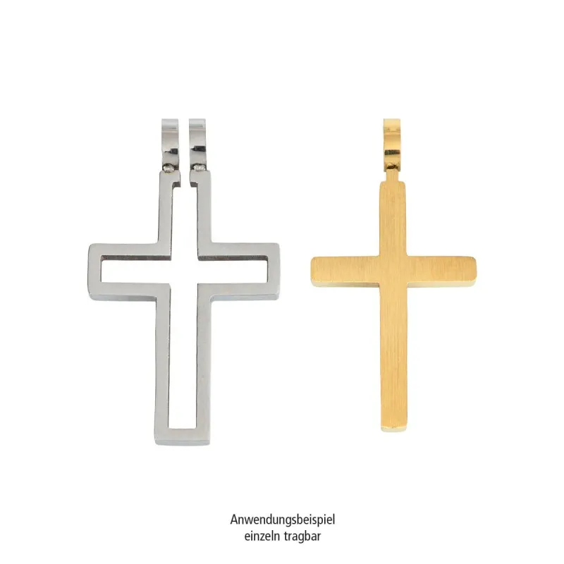 Anhänger Kreuz (2-teilig) aus Edelstahl - ohne Kette