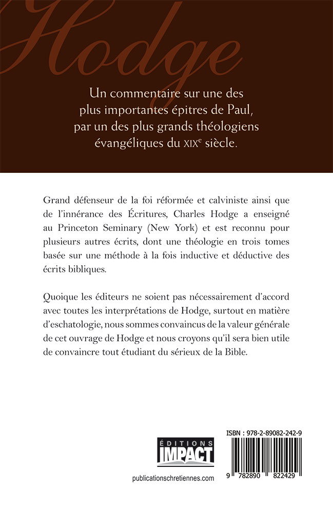 Romains - Volume 1 (ch.1-5) Hodge [nouvelle édition]