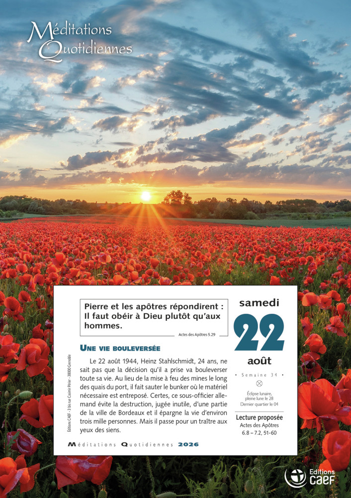 Méditations quotidiennes - calendrier éphéméride, bloc et plaque