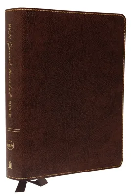 Englisch, NKJV Journaling Bibel, Grossdruck mit Schreibrand - gebunden, Leder braun