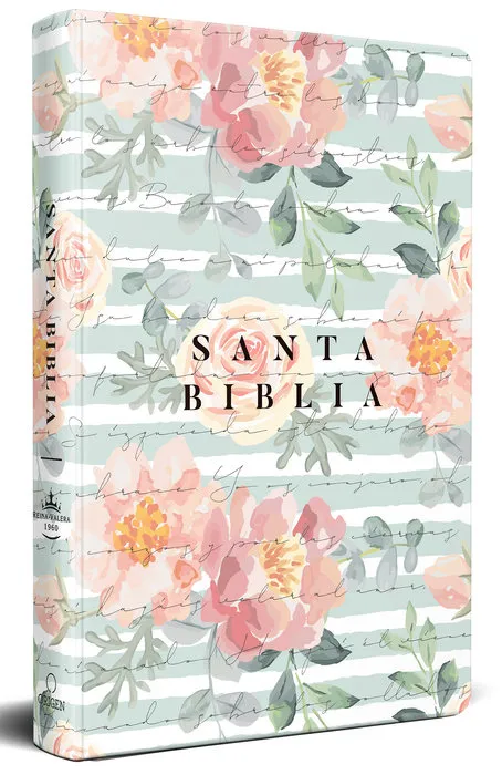 Espagnol, Bible, Reina Valera 1960, moyen format, grands caractères, rigide, motif roses - Biblia...
