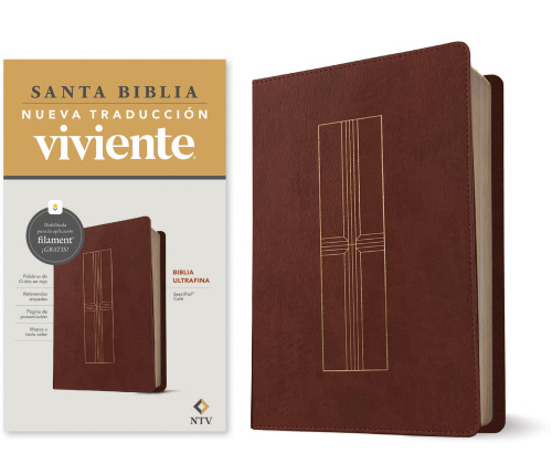 Espagnol, Bible, Nueva Traduccion Viviente, similicuir brun - Biblia Ultrafina Ntv, Con Filament...