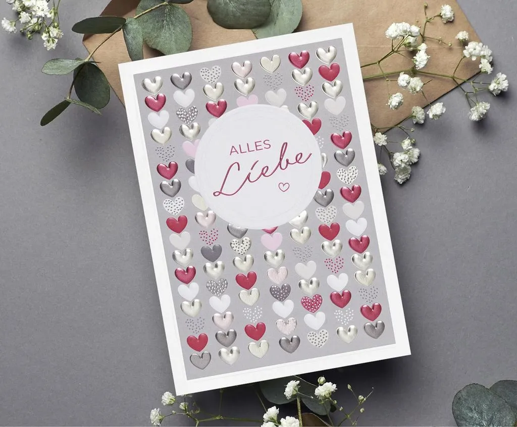 Faltkarte Alles Liebe - Herzen - Jesaja 43,2