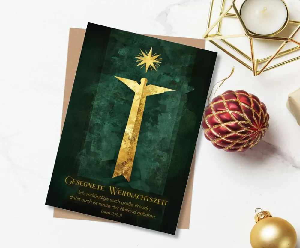 Faltkarte Weihnachtszeit Engel - Lukas 2, 10.11