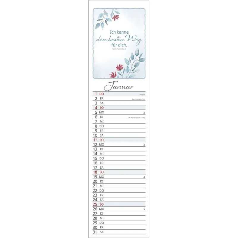 Wolhlfühlen in deiner Hand - Aquarell-Terminkalender mit Bibelimpulsen - Streifenkalender