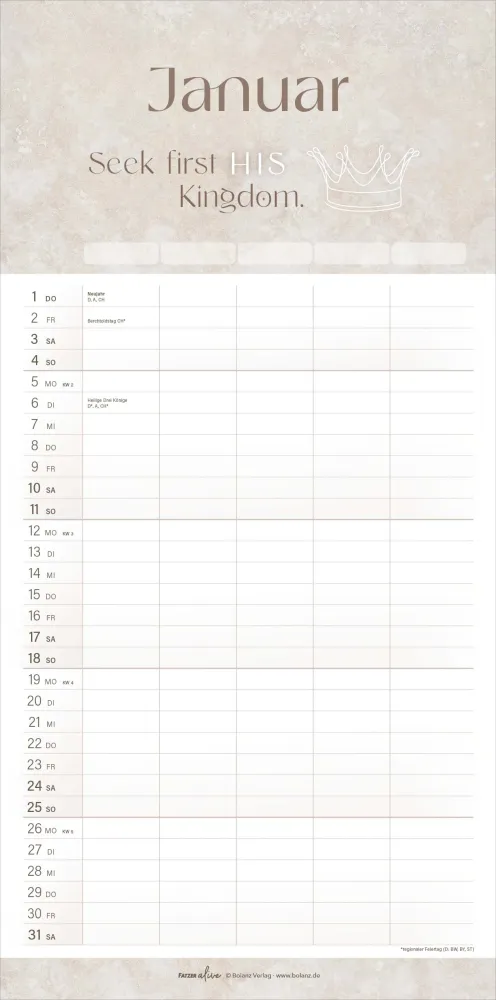 Kalender Alltag voller Liebe - Familien-Terminplaner