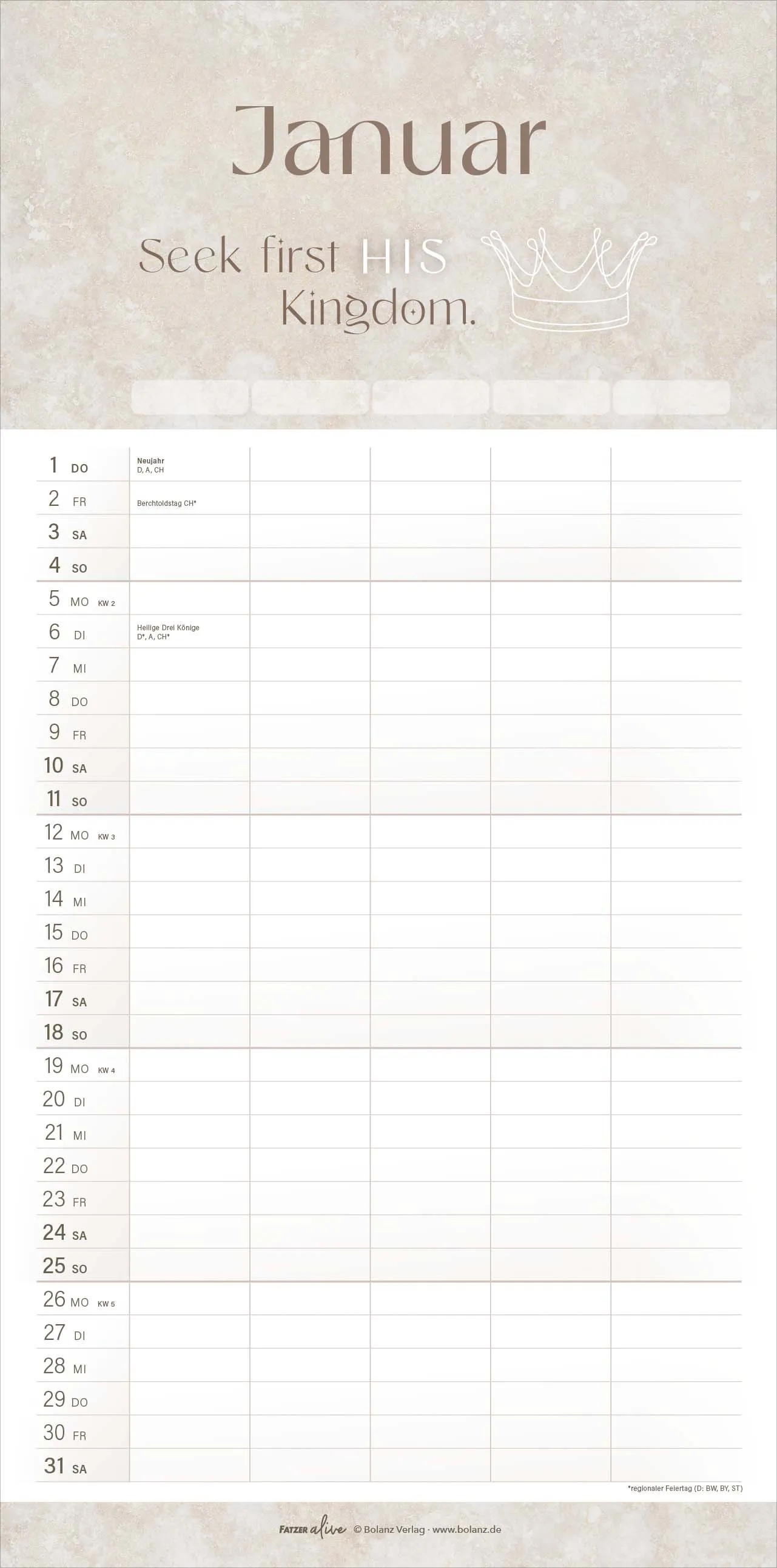 Kalender Alltag voller Liebe - Familien-Terminplaner