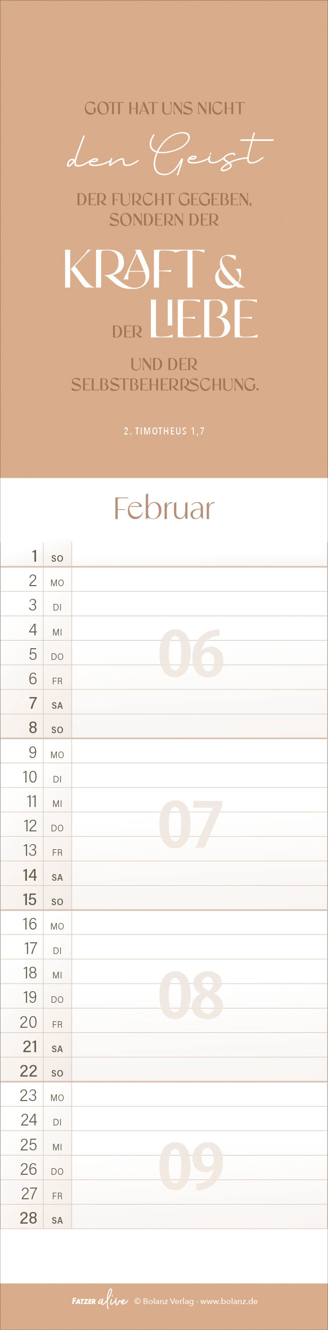 Kalender Erfüllt leben - Streifenterminer