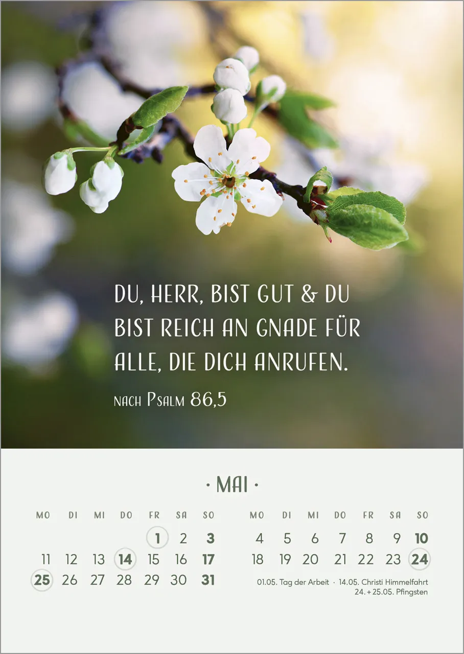Zarte Blumengrüsse - Tischkalender mit Holzaufsteller