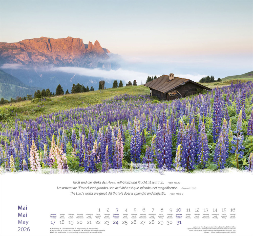 Berge dreisprachig: Deutsch, Französisch, Englisch - Super-Wandkalender