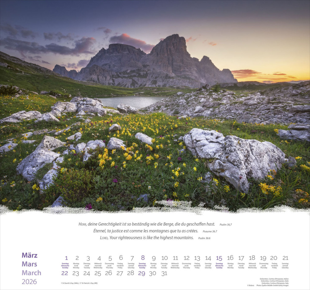 Berge dreisprachig: Deutsch, Französisch, Englisch - Super-Wandkalender
