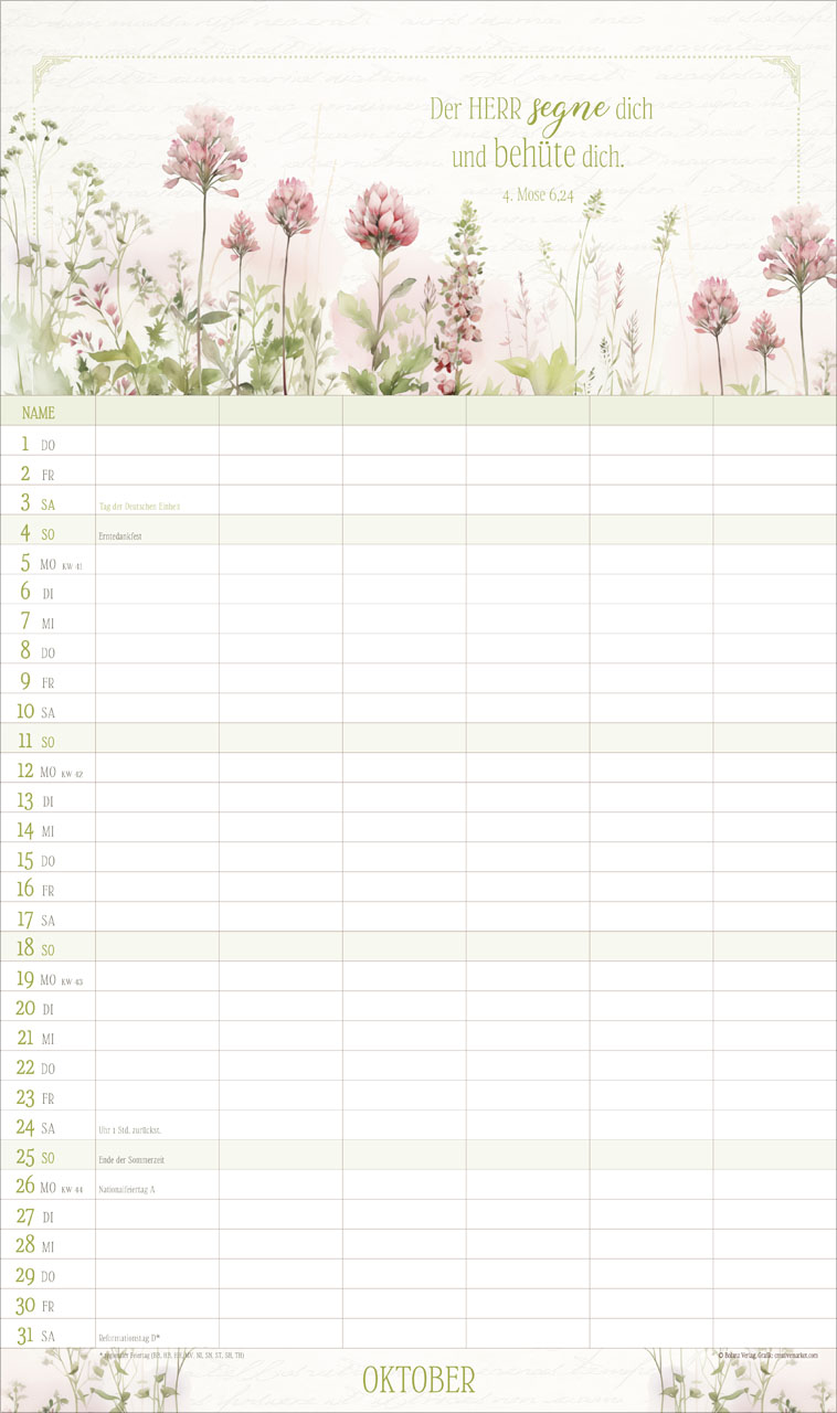 Poesie Familienplaner - Wandkalender