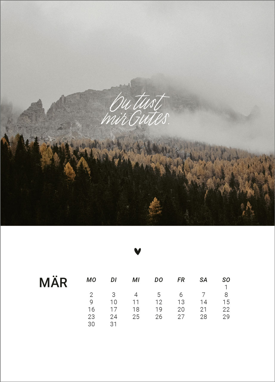 Kalender Zweitausendsechsundzwanzig - Tischkalender mit Holzaufsteller